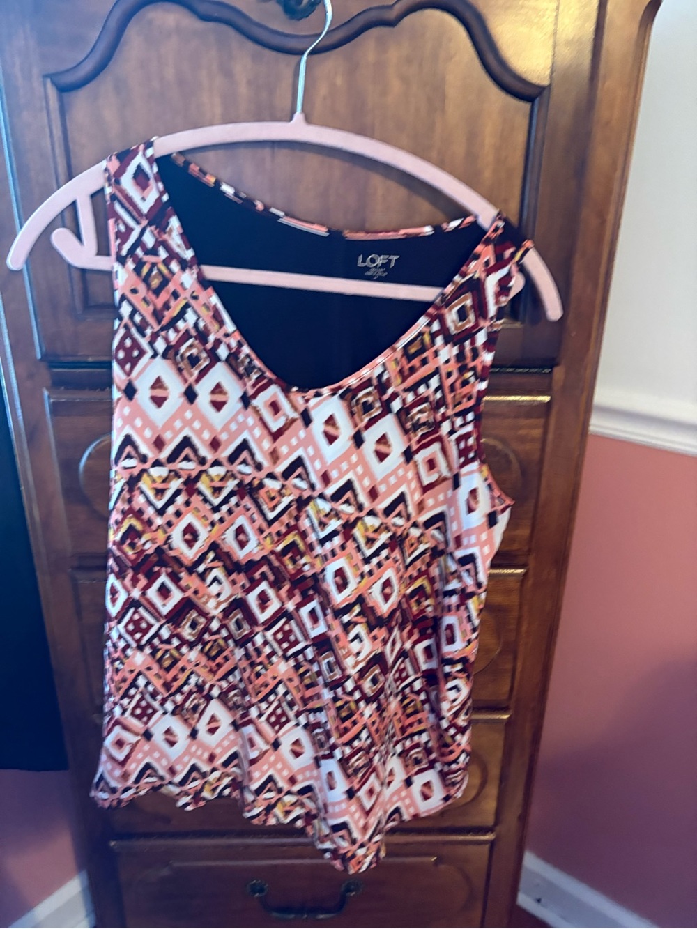 LOFT Pink Multi-Pattern Sleeveless Camisole